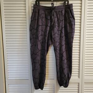 Twenty Montreal Jogger Sweatpants Men L Terry Knit Dark Gray Black Crackle Print